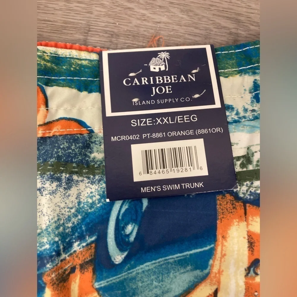 Caribbean Joe Mens Swim Trunks Shorts 2XL Lined Vacation Caribbean UPF 50 NWT